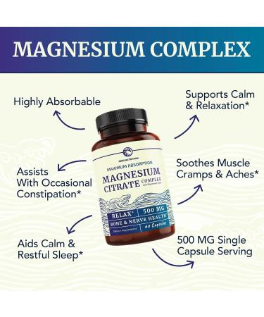 Magnesium Glycinate 400mg (120ct) & Magnesium Citrate 500 MG (60ct) | High Absorption Calm Relaxation Digestion & Muscle Support | Non-GMO Vitamin and Mineral Bundle - Buy Online on GoSupps.com