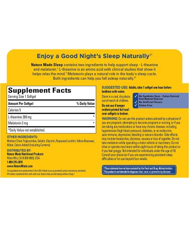 Nature Made Sleep Melatonin with L-Theanine Dietary Supplement - 30 Softgels - Buy Online on GoSupps.com