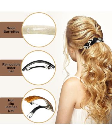 9-Piece Stylish Acetate Tortoise Shell Hair Barrettes for Women - Large Clips for Thick Hair - French Design Hair Accessories - Buy Online on GoSupps.com