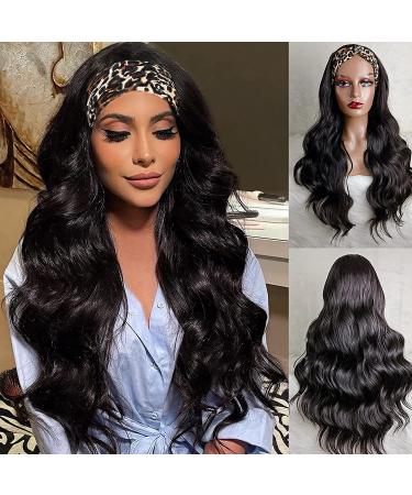 GDWIGS 22 inch Long Wavy Headband Wig for Black Women - Synthetic 180% Density Body Wave Full Ends - Heat Resistant and Glueless Headband Wig - Buy Online on GoSupps.com
