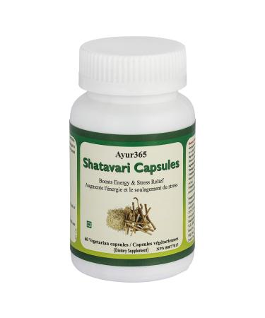 Ayur365 Shatavari Veg Capsules - Boosts Energy and for Stress Relief 60 ct.