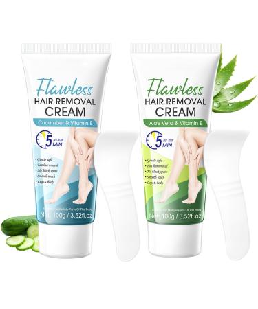 Lot de 2 cr mes d pilatoires douces cr me d pilatoire indolore l'aloe vera et au concombre formule hydratante pour les zones intimes jambes bras aisselles 99 8 g