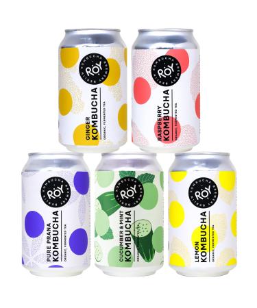Roy Kombucha trial package organic with 5 varieties 12 doses 330 ml organic Kombucha handmade in our Berlin brewery vegan gluten -free lactose -free 12 pack incl. 3.00 Pfand test package 330 ml (12 pack)