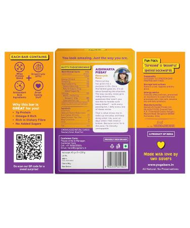Yogabar Dessert Protein Bar - Healthy Chocolate Fudge Brownie Snack | 7g Protein & 5g Fiber | Guilt-Free Nutty Fudge Brownie (10 Bars) - International Shipping Available - Buy Online on GoSupps.com