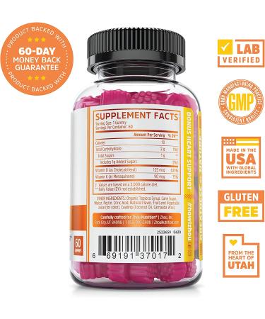 Zhou Nutrition K2 + D3 Strawberry Gummies - 60 Count for Bone & Immune Health - Buy Online on GoSupps.com