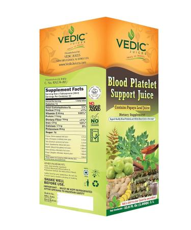 Vedic Juice Papaya Leaf + Flavor - Blood Platelet Support & Immune Health - 33.8oz | Daily Digestive Enzyme Booster - International Shipping Available - Buy Online on GoSupps.com
