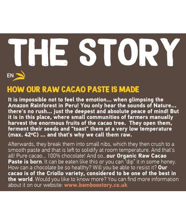 NEW | Cocoa Paste | BAMBOO STORY | Raw | Pallets | Criollo | Peru | 100% Pure | 100g - Buy Online on GoSupps.com