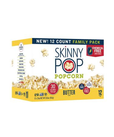 SkinnyPop Butter Microwave Popcorn Bags, Healthy Snacks Microwavable Bags, 2.8 Oz, (Pack of 12), Skinny Pop, Healthy Popcorn, Gluten Free