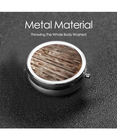 Wood Printed Mini Round Pill Box | 3 Compartment Portable Pill Organizer for Travel & Home Use - Buy Online on GoSupps.com