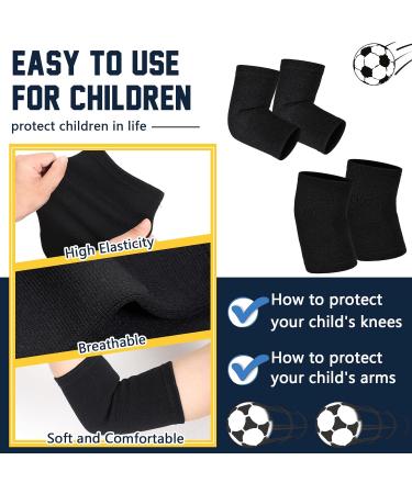 2 Pairs Kids Compression Elbow & Knee Braces - Support for Basketball Volleyball Running | Boys & Girls Medium Black - Buy Online on GoSupps.com