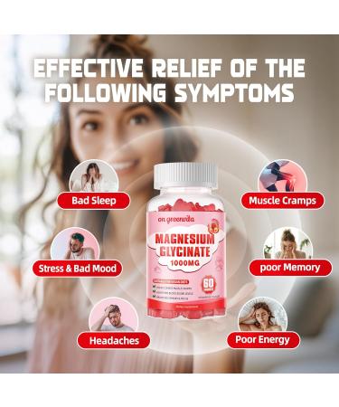 Magnesium Glycinate Gummies 1000mg - Sugar Free Magnesium Potassium Supplement with Vitamin D B6 CoQ10 for Calm Mood & Sleep Support - 60 Strawberry Gummies Strawberry 60 Count (Pack of 1) - Buy Online on GoSupps.com