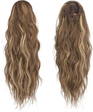 FESHFEN Ponytail Extensions Drawstring Ponytails Hair Extension Light Brown & Blonde Long Curly Wavy Hair Piece Synthetic Pony Tail Hairpieces for Women 18 inch 18 Inch Light Brown & Blonde - Buy Online on GoSupps.com