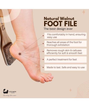 Eco Bath Londo Walnut Wood Pumice Foot File - Luxury Double Sided Pumice Stone Pedicure Tool for Feet Natural Exfoliating Foot Scrubber Dead Hard Skin and Callus Removal - Buy Online on GoSupps.com