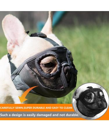 Jyhy Adjustable Muzzle for Flat-Nosed Dogs & Cats | Breathable & Comfortable | Perfect for Bulldogs Pugs & More - Size S (23-31cm) Black - Buy Online on GoSupps.com