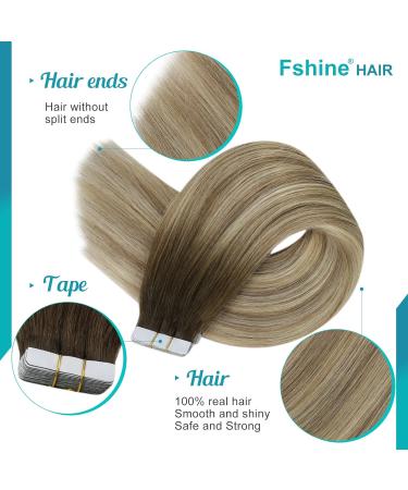 FSHINE Real Hair Tape-In Extensions - 50cm 50g Balayage #3 Dark Brown & #22 Light Blonde Seamless 20 PCs for Women - Buy Online on GoSupps.com