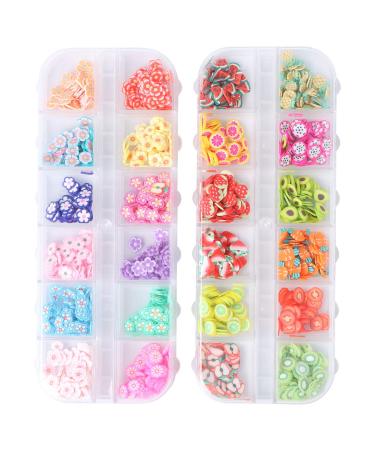 Beaupretty 2 Boxes 3D Fruit Polymer Slices DIY Nail Art Slices Colorful Crystal Flower Fruit Clay Nail Slice Nails Sequins DIY Nail Art Marking Tools