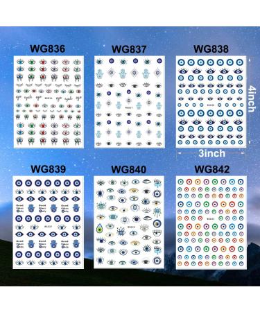 Evil Eye Nail Art Stickers Decals - 3D Self-Adhesive Nail Supplies for Women - Witch Nail Design - 6 Sheets - Buy Online on GoSupps.com