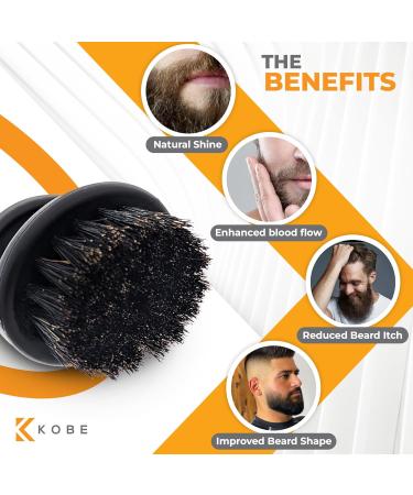 Kobe Knuckle/Finger Beard Brush - 100% Natural Boar Bristle - Dark Brown Men's Beard Brush - Buy Online on GoSupps.com