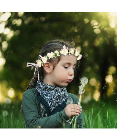 Flower Crown Flower Girl Hair Accessories Festival Accessories Hen Party Accessories Flower Headband with Ribbon for Women or Girls (White) - Buy Online on GoSupps.com