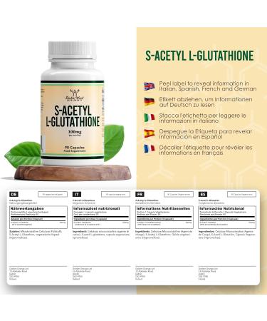 Double Wood Glutathione Dietary Supplements - 90 Gluten-Free S-Acetyl L-Glutathione Capsules (100mg) | Antioxidant Support | Genetic Engineering Free - Buy Online on GoSupps.com
