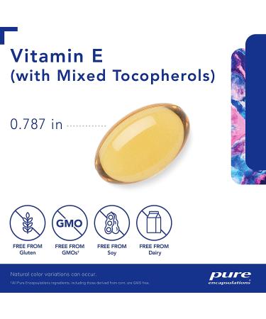 Pure Encapsulations Vitamin E with Mixed Tocopherols | 90 Softgel Capsules | Antioxidant for Cellular Respiration & Heart Health - Buy Online on GoSupps.com