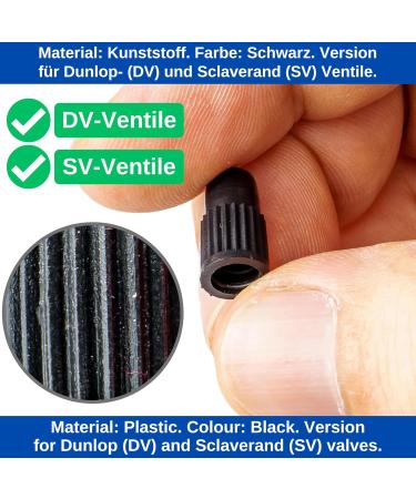 8 Pack Black Plastic Valve Caps for Bicycle Tires - Compatible with Dunlop & Presta Valves | Durable Tire Valve Covers - Buy Online on GoSupps.com
