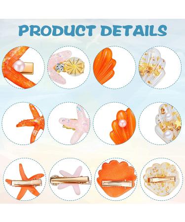 12-Piece Shell Pearl Starfish Hair Clip Set - Acrylic Resin Beach Wedding Accessories (Chic Blue & Elegant Style) - Buy Online on GoSupps.com