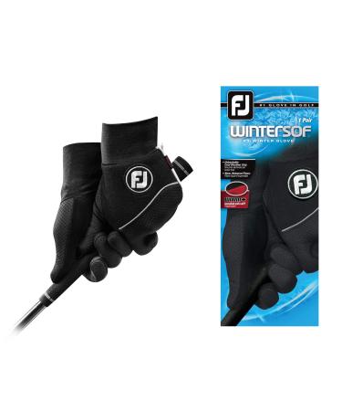FootJoy Men's WinterSof Golf Gloves, Pair (Black) Black Large Pair