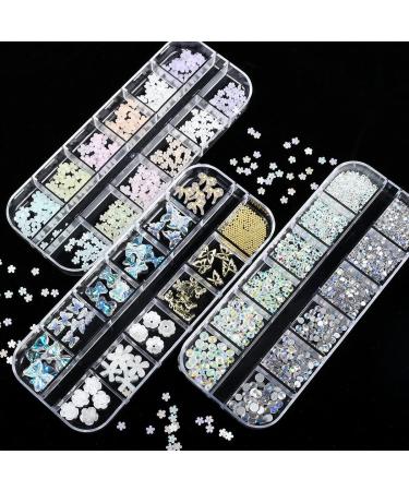 3D Flowers Nail Art Charms Rhinestones Kit - 400 Acrylic Flowers, 1500 AB Rhinestones, 200 Butterfly Charms - Nail Art Craft Decoration Set - Buy Online on GoSupps.com