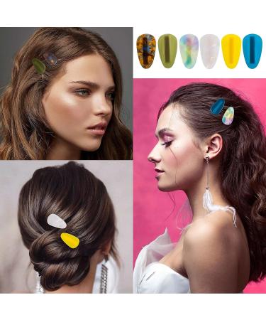 HINZIC 16pcs Teardrop Hair Clips - Acrylic Resin No Bend Hair Barrettes for Women & Girls | Creaseless Hairpins for Makeup & Hairstyles - Buy Online on GoSupps.com