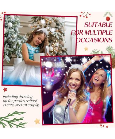 Weewooday 2 Pieces Carnival Light up Snowflakes Head Boppers Feather Snowflake Headbands with White Flashing LED Lights Women Girls Hair Bands White Headdress Snowflake Hair Accessories for Party - Buy Online on GoSupps.com