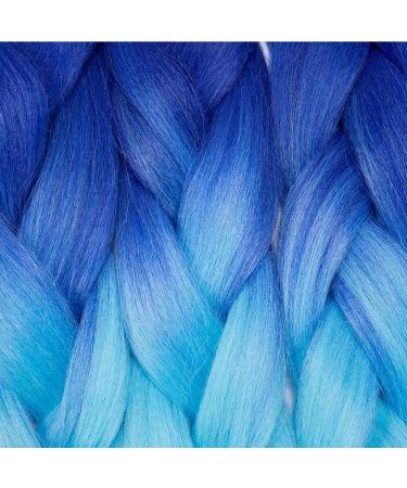 SEGO 5 Pieces Ombre Hair Braid Extensions - 24 Dark Blue & Light Blue Crochet Braiding Hair for Stunning Styles - Buy Online on GoSupps.com