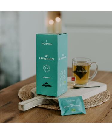 Buy J. Hornig Organic Peppermint Tea - Premium Pyramid Bags | 25 Degradable Tea Bags - Fresh Taste & Organic Certified - Buy Online on GoSupps.com