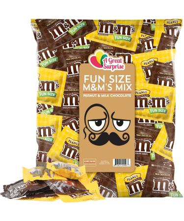 A Great Surprise Peanut and Milk Chocolate M&M'S - 4 POUNDS - Chocolate Fun Size - Bulk Fun Size Chocolate