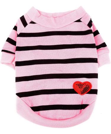 Zweitea Dog Shirts for Small Dogs | Cute Summer Striped T-Shirts & Sweatshirts | Soft Cotton Puppy Clothes - Baby Pink M - Buy Online on GoSupps.com