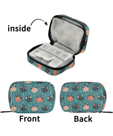 Fustylead Kawaii Space Cats Pill Organizer - Portable Travel Case for Vitamins & Supplements - Cute Medicine Zipper Bag - Buy Online on GoSupps.com