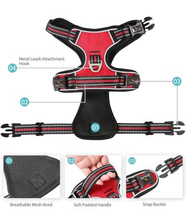 Adjustable No-Pull Dog Harness for Large Breeds - Heele Reflective & Breathable XL in Red (53-97cm) - Buy Online on GoSupps.com
