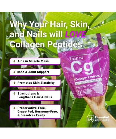 Essential Elements Hydrolyzed Collagen Powder - Joint, Skin, Hair, & Nail Support | Grass-Fed Peptides Type I & III | Preservative-Free | 41 Servings - 16oz - Buy Online on GoSupps.com
