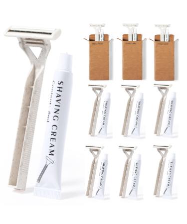 10 pieces of disposable razor set from wheat straw including shaving cream disposable razor wet razor Two blades in the box for hotels pensions medical practice