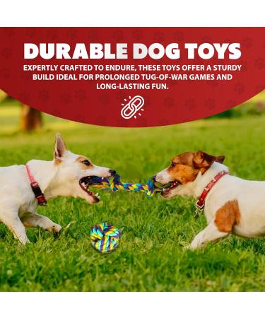 ZENO Dog Toys - Pack of 10 | Rope Chew Toys for Dogs | Strong Rope Ball & Tug for Teething & Training | Puppy Teething Toys | 100% Natural Cotton | Great for Small Medium & Large Puppies & Adults - Buy Online on GoSupps.com