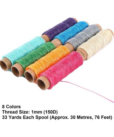 264 Yards 150D Leather Sewing Waxed Thread Cord - 1mm Diameter - 8 Colors - DIY Leather Craft Sewing Thread - 33 Yards Each - Color B - Buy Online on GoSupps.com