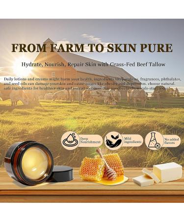 Loobexery Organic Grass-Fed Tallow Honey Balm Beef-Tallow for Skin Whipped Beef Tallow and HoneyBalm with Raw Honey - Natural Beef Tallow Face Moisturizer for Body & Face (2 Oz) - Buy Online on GoSupps.com