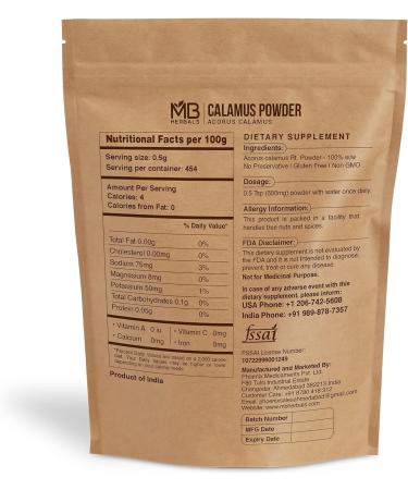 MB Herbals Calamus Powder 227G (0.5 lb / 8 oz) | Vacha Powder | Acorus Calamus Root Powder | Sweet Flag | Vasambu - Buy Online on GoSupps.com