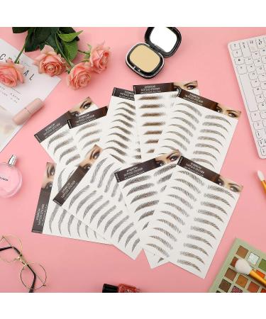 18 Sheets 180 Pairs 4D Hair-Like Eyebrow Tattoo Stickers - Waterproof Peel-Off Brow Transfers for Women - Brown - Buy Online on GoSupps.com
