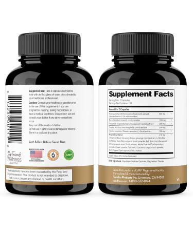 Sandhu's Maca Root Fenugreek with Ashwagandha L-Arginine Ginseng and Muira Puama | Herbal Supplement for Men & Women | 60 Capsules (Pack of 1) - Buy Online on GoSupps.com