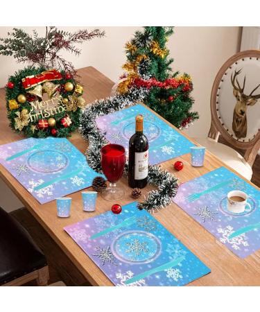 Christmas Paper Plate Sets - Blue Snowflakes Design Christmas Tablecloth Christmas Plates and Napkins Christmas Party Plates for 24 Guest - Buy Online on GoSupps.com
