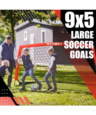 RUNBOW 9x5 ft Portable Soccer Goal for Backyard Practice - Adult & Junior Size Soccer Net with Carry Bag - Red - 1 Pack - Buy Online on GoSupps.com