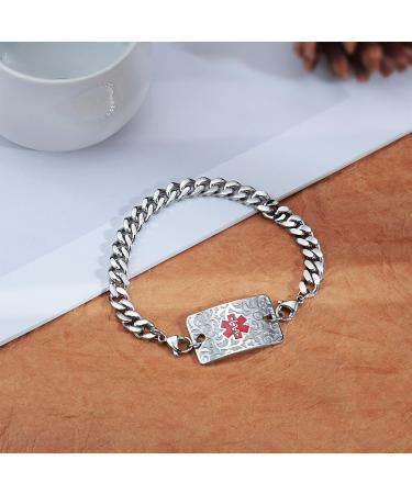 Custom Medical Alert Bracelets for Men - Free Engraving Personalize Your Emergency ID Jewelry | 7.5" Red Medical ID Awareness Bracelets - Buy Online on GoSupps.com