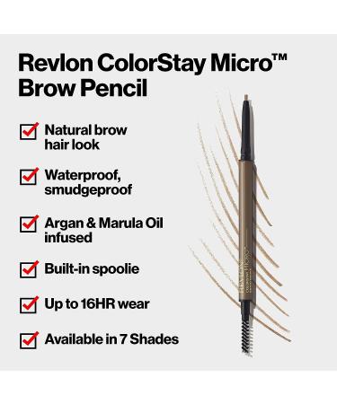 Revlon ColorStay Micro Eyebrow Pencil 454 Medium Brown | Waterproof, Smudgeproof, Argan & Marula Oil, Spoolie Brush | Pack of 1 - Buy Online on GoSupps.com