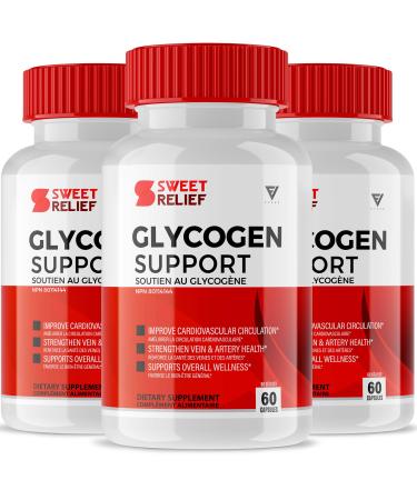 (3 Pack) Sweet Relief Glycogen Capsules Sweet Relief Glycogen Health and Wellness Multivitamin Support Supplement Sweet Relief Advanced Maximum Strength Blood Sugar Cleanse Relief (180 Capsules)